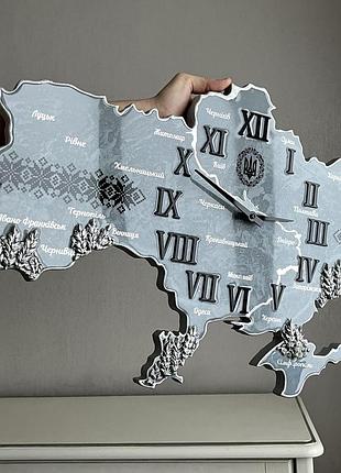 Часы настенные из эпоксидной смолы "карта украины" 80х51 см