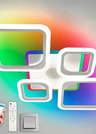 Музикальная светодиодная люстра esllse с пультом oval rgb music 5s 85w 725x460x80мм белая