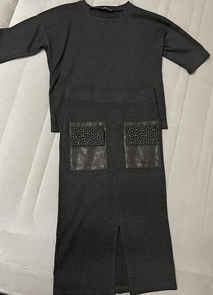 Костюм (джемпер, юбка) lumo юбочный серый 38 р м италия новий