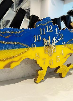 Часы настенные из эпоксидной смолы "карта украины" 130x83 см