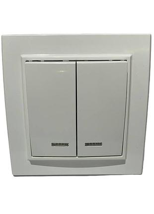Выключатель двойной с подсветкой белый 10а comfort lumano