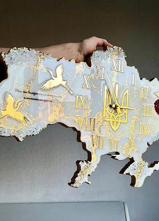 Часы настенные из эпоксидной смолы "карта украины" 110х71 см
