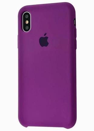 Чехол для iphone xs max силиконовый с микрофиброй soft touch открытый низ с логотипом apple grape