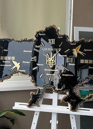 Часы настенные из эпоксидной смолы "карта украины" 150х100 см