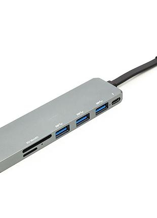 Перехідник powerplant usb 3.1 type-c - usb hub, hdmi, card reader (sd, micro sd)