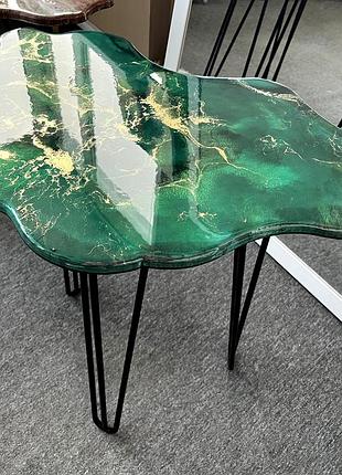 Столик журнальный фигурный из эпоксидной смолы "срез камня" 100х80 см