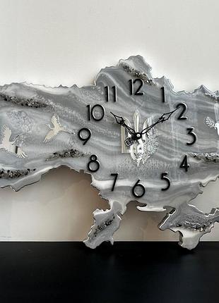 Часы настенные из эпоксидной смолы "карта украины" 60x40 см