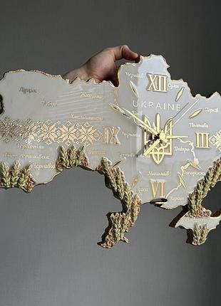 Часы настенные из эпоксидной смолы "карта украины" 80х51 см