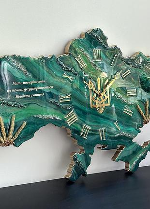 Часы настенные из эпоксидной смолы "карта украины" 90x60 см