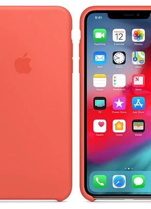 Чохол для iphone xs max силіконовий з мікрофіброю soft touch відкритий низ з логотипом apple nectarine