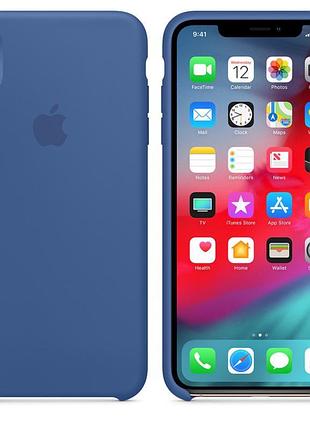 Чохол для iphone xs max силіконовий з мікрофіброю soft touch відкритий низ з логотипом apple delft blue
