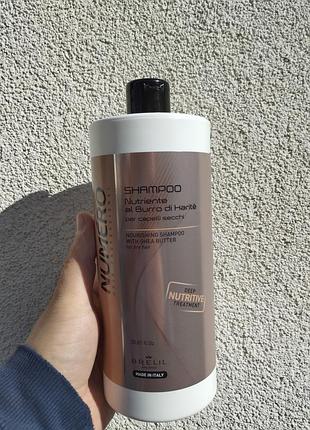 Професійний шампунь brelil numero nourishing shampoo with shea butter 1 л – для сухого та пошкодженого волосся