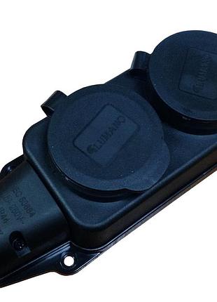 Колодка двойная с крышкой ip44 waterproof с/з 16a черная arctic (17945) тм lumano