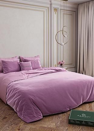 Комплект постельного белья сатин-велюр pagoti sense сиреневый (king size / 2×70×70 см)