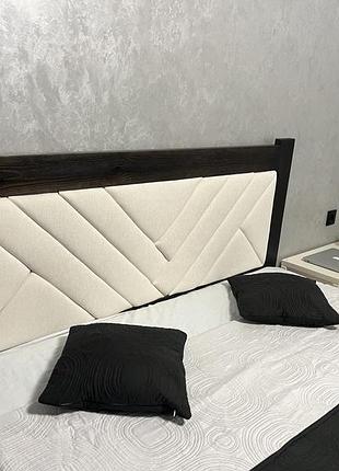 Кровать деревянная 180*200 венге с мягким изголовьем тканина номер1 (без ящиков)