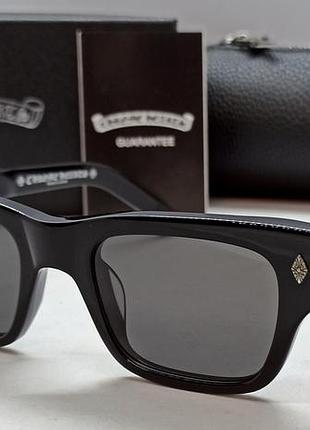 Chrome hearts очки унисекс солнцезащитые брендовые черные с серебристым логотипом в брендовой упаковке