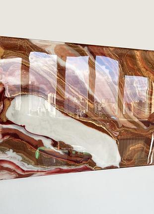 Картина з епоксидної смоли "golden flow" 50х50 см