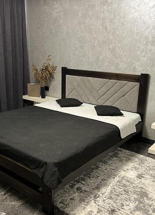 Кровать деревянная 120*200 венге с мягким изголовьем тканина номер 2 (без ящиков)