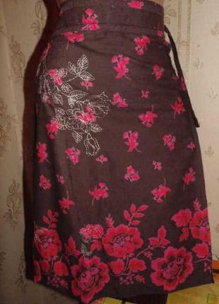 Яркая хлопковая юбка с поясом 46-48-50р