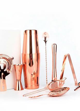 Подарочный набор для бара lesko km-tzs1 copper 11 предметов барный инвентарь из нержавеющей стали