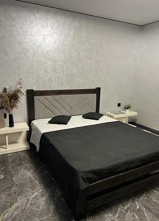 Кровать деревянная 120*190 венге с мягким изголовьем тканина номер2 (без ящиков)