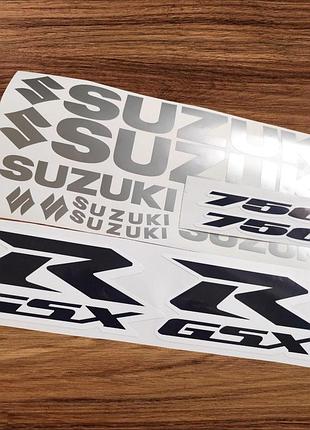 Серебристый металлик наклейки на мотоцикл бак пластик сузуки suzuki r 750 джиксер чернобелые gsx