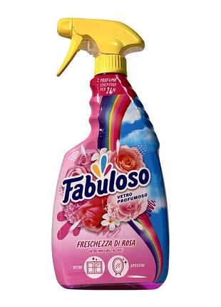 Засіб для миття вікон fabuloso ефект невидимого скла, аромат троянд e vetro profumoso freschezza di rosa 24h, 600 мл