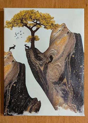 Горный пейзаж – 3 части 30х40 см, картина на холсте модульная 2