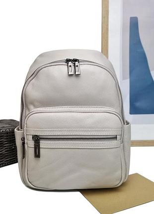 Качественный рюкзак натуральная кожа серый арт.709 l.grey bags4life (китай)