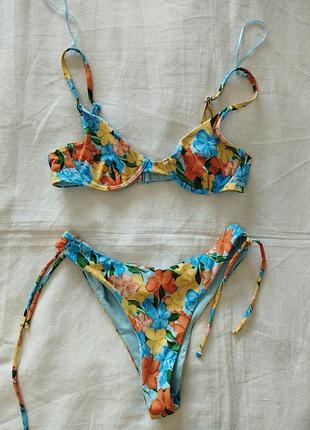 Роздільний квітковий купальник, pull&bear, s/36