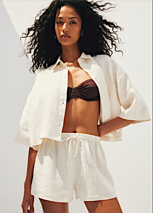 Льняная рубашка h&m