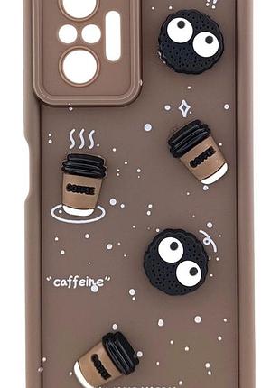 Чехол shock case 3d print для xiaomi redmi note 10 pro 4g бампер силиконовый с рисунком coffee