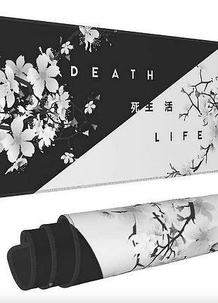 Ігровий килимок для миші великий у стилі інь-янь death&life чб 800x300х3мм