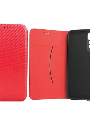 Чехол книжка для телефона xiaomi redmi note 11/11s fiber на магните с функцией подставки и карманом для карт red 4you