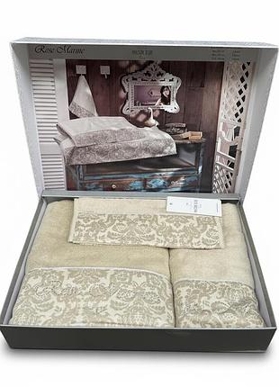 Набор полотенец maison d'or rose marine beige бамбуковые 30-50 см,50-100 см,85-150 см бежевые