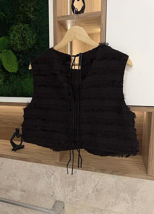 Фактурний топ h&m зі шкіряними шнурками