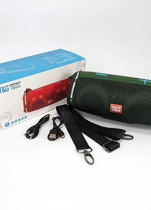 Портативная колонка tg642 с rgb подсветкой и ремешком, громкая блютуз колонка. fm-311 цвет: зеленый