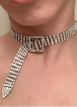 Чокер на шею ожерелье колье серебро украшение ремешок