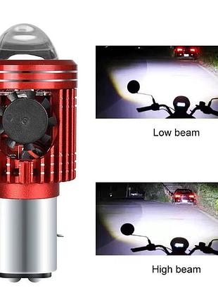 Лампа світлодіодна лінза avashin з активним охолодженням bi- led h6 ba20d mini 6000k 12-32v canbus за 1шт