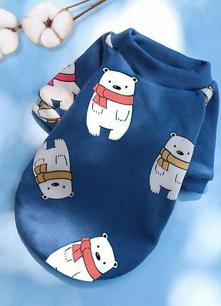 Пуловер для котів pet style "ведмеді 2" синій 2xl