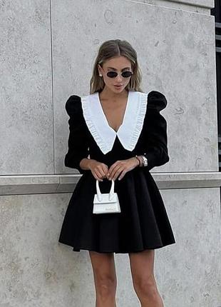 French style cукня "valérie" жіноча чорна з білим комірцем 100% бавовна без розміру