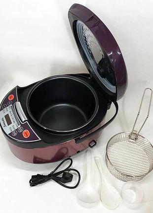 Мультиварка rainberg rb-6207 з фритюрницею, 12 програм, скороварка пароварка мультиварка. yh-206 колір коричневий
