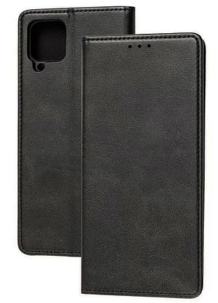 Чехол книжка на samsung a12 черный прошитый