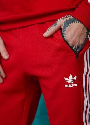 Спортивний костюм adidas червоний, парні зимові костюми adidas,комплект костюмів для двох!7 фото