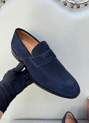 Чоловічі сині лофери замша чоловічі сині туфлі чоловічі мокасини чоловічі літні лофери