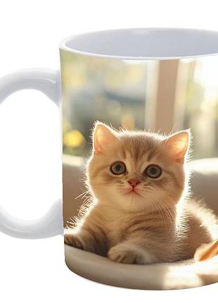 Кружка «lovely kitten» 330 мл — чашка с милым котиком, сублимационная печать, керамическая кружка для кофе и чая