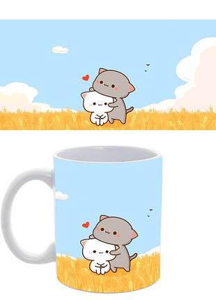 Кружка з кошенятами peach&gomo «warm hug» 330 мл— керамічна кружка з милими котиками,сублімаційний друк