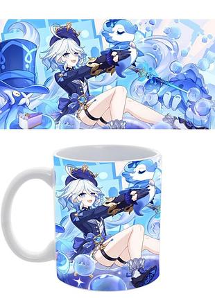 Кружка с фуриной из игры genshin impact «водяные друзья» furina — керамическая кружка для фанатов игры, сублимация