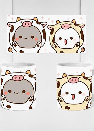 Кружка з кошенятами peach&gomo «милі корівки» — керамічна кружка з милими котиками,сублімаційний друк