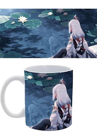 Кружка с шэнь хэ из игры genshin impact «тишина среди лилий» shenhe—керамическая кружка для фанатов игры, сублимация